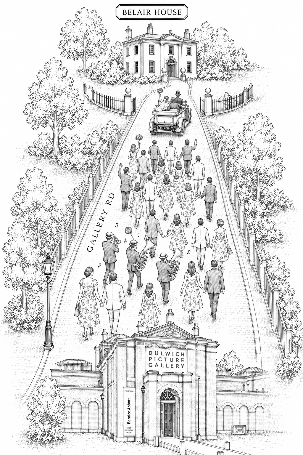 Illustrated walk from Dulwich Picture Gallery to Belair House